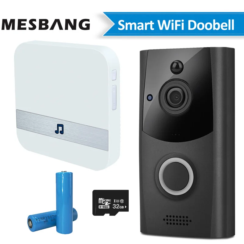 

wireless video doorbell intercom wifi battery power door bell phone camera calling with TF card record chime