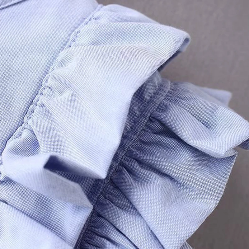 Женская плиссированная блузка без рукавов повседневная однотонная голубая