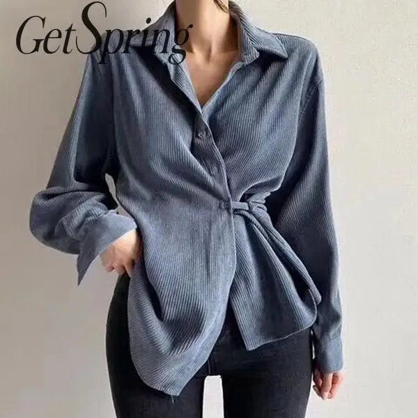 Getвесенняя женская рубашка с длинным рукавом неровные женские топы