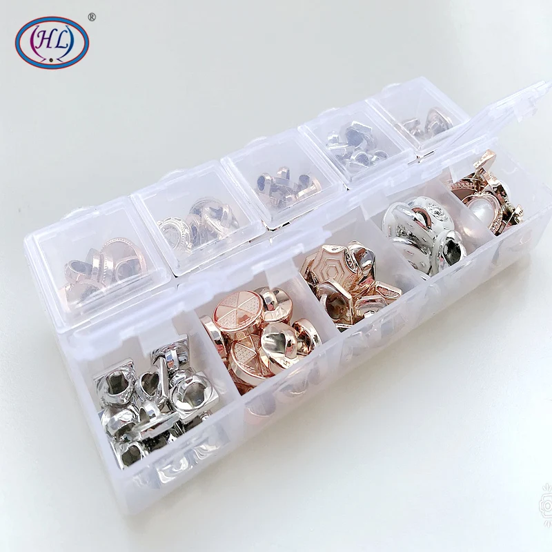 HL 10 различных стилей командная 1 коробка 100 шт. пуговки с покрытием хвостовик DIY