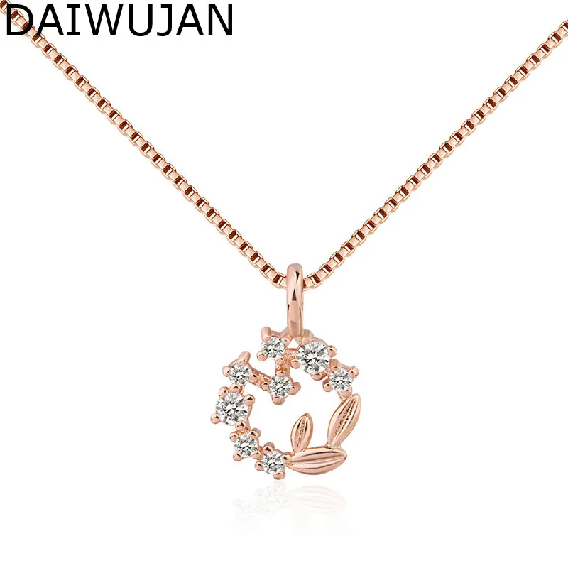 

DAIWUJAN в Корейском стиле розового золота кулон в виде ромашки ожерелье Изысканный 925 серьги-подвески с цветочным украшением из чистого ожерел...