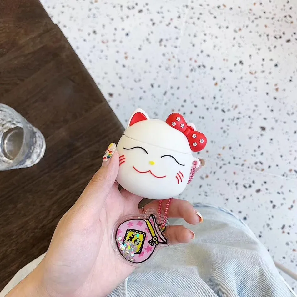 749P 3D чехол для наушников для AirPods, силиконовый чехол с милым мультяшным изображением сакуры, Розовая звезда, Крыло ангела, чехол для Apple Air pods, 2 кольца на палец - Цвет: 749P