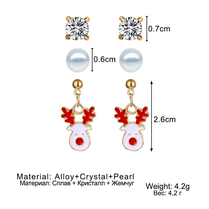 

KINFOLK Christmas Gifts Earrings For Women Earrings Green Red Rhinestone Earrings Cute Fashion Jewelry Accessories Set