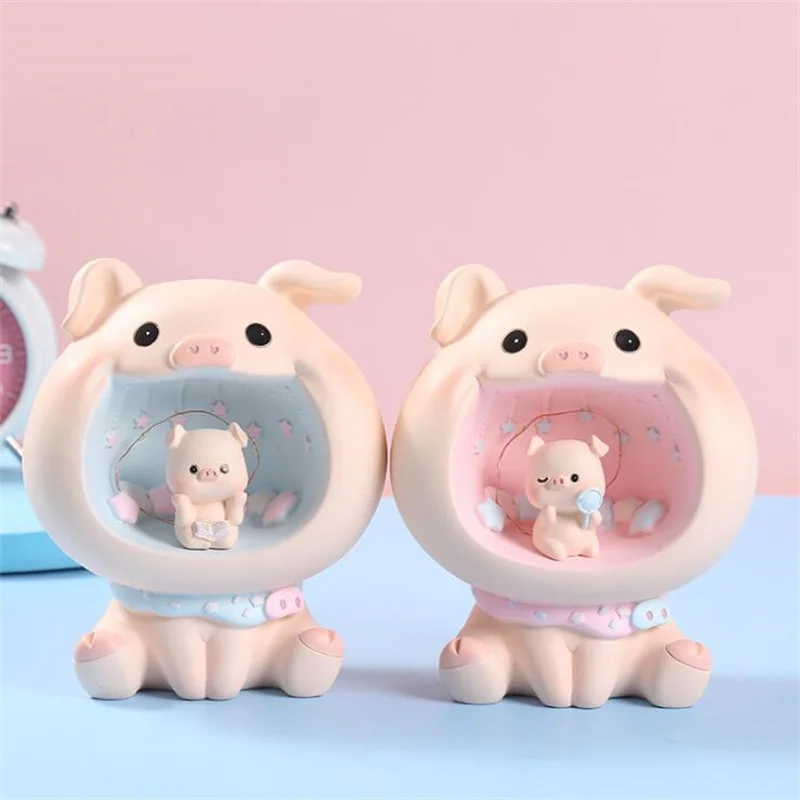 

New product hot sale piggy star lamp decoration creative cartoon resin crafts home decoration office desktop birthday gift