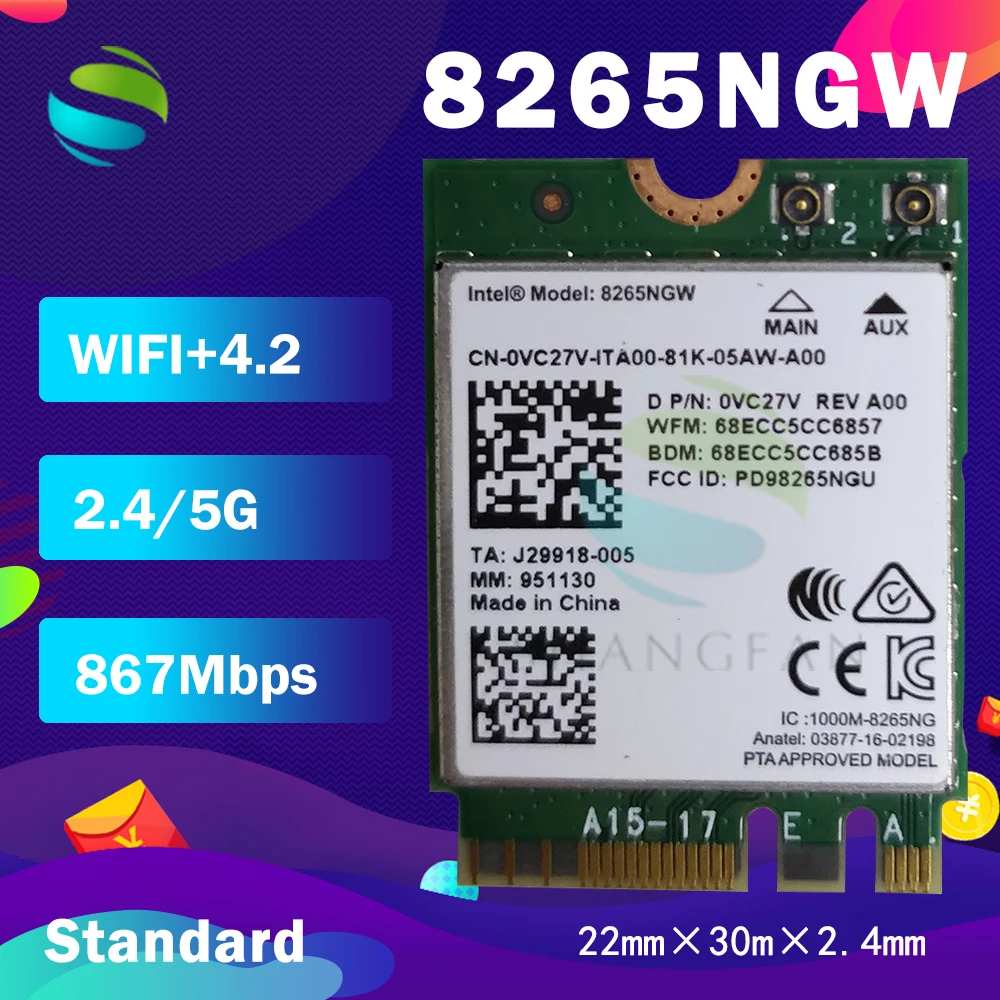 Двухдиапазонный беспроводной AX200NGW 2 4 Гбит/с 802.11ax Intel Wi Fi 6 AX200 / AX201NGW 8265NGW /3168AC M.2 NGFF