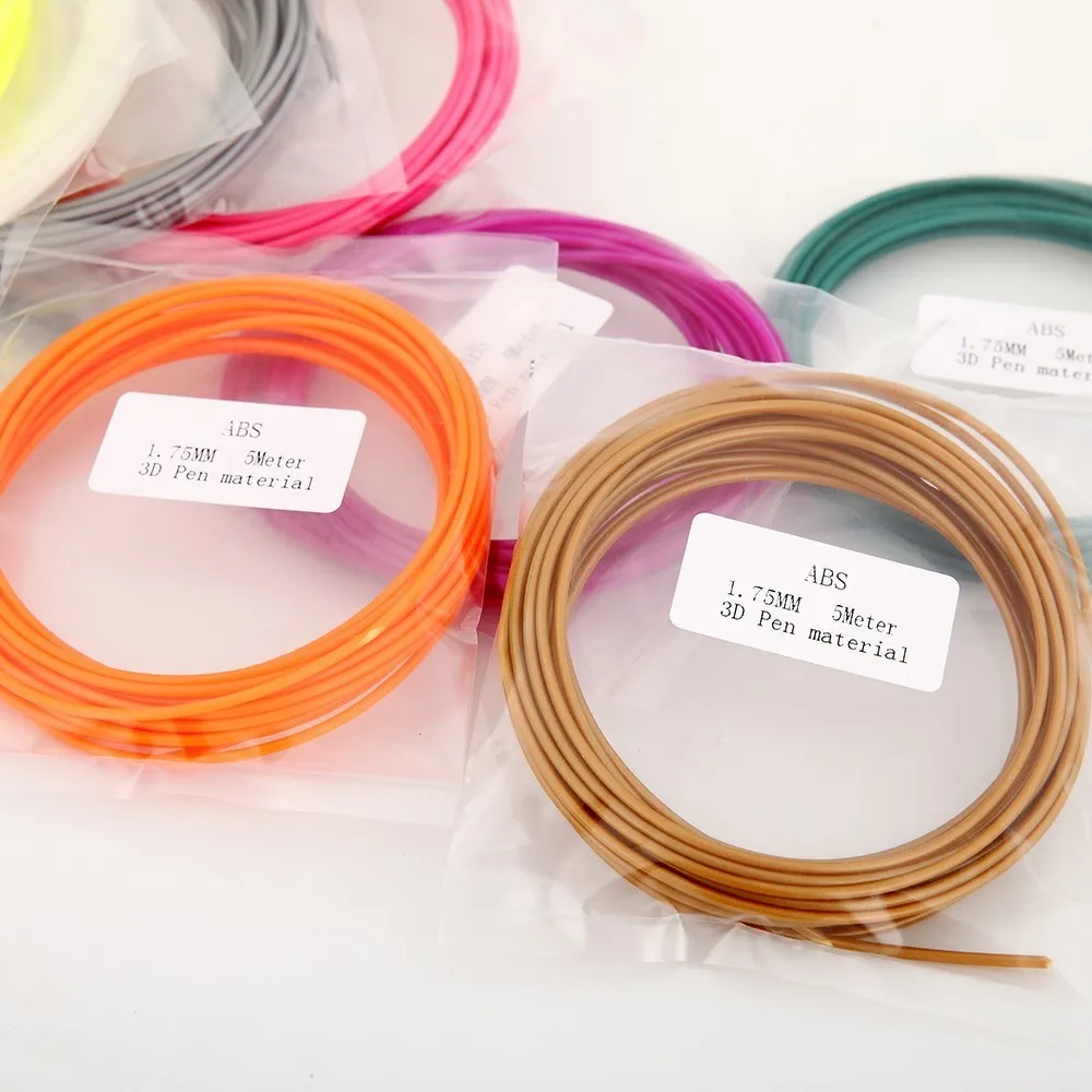 abs filament 10m 20 packs 1 75mm luminous color 3d printing pen consumable refilling filaments scribble pen refilled material free global shipping