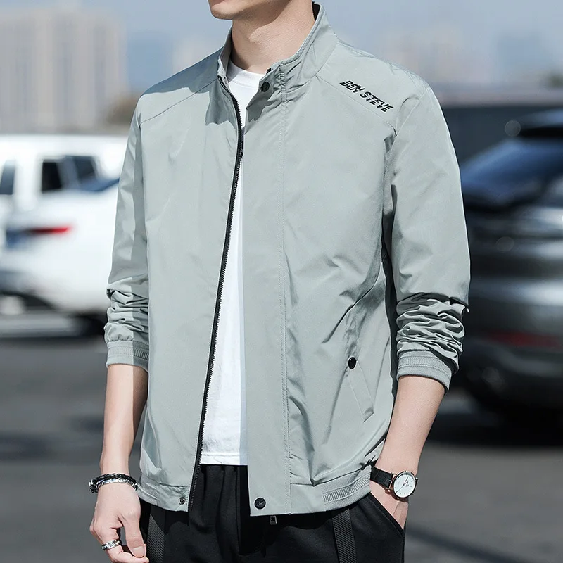 

2021 spring and autumn new collar Korean slim trend embroidery men's thin top men's coat casual jacket men