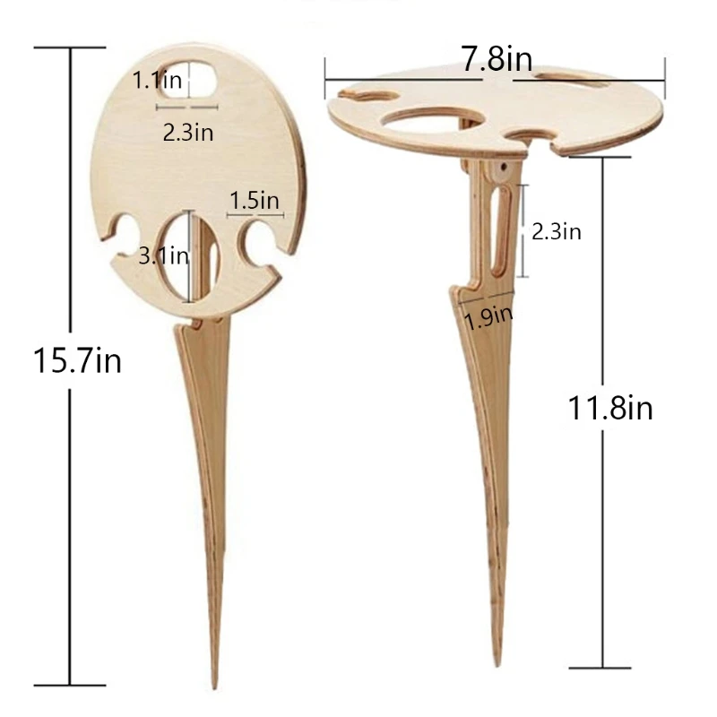 

2021 New Outdoor Wine Table with Foldable Round Desktop Mini Wooden Picnic Table Easy To Carry Wine Rack Dropshipping 2021