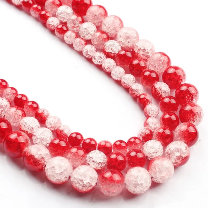 6/8/10 мм натуральный белый и красный снег трещины Кристалл Камень бисер круглый