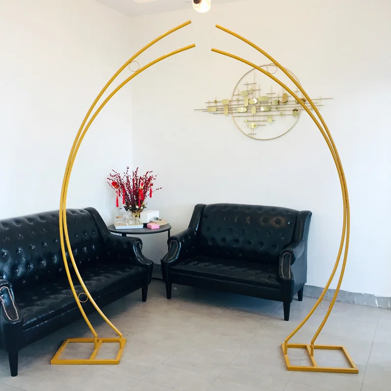 Arco de luna de hierro forjado, soporte de fondo para boda, fiesta de cumplea&ntilde;os, bricolaje, marco de fondo, soporte de flores al aire libre-0