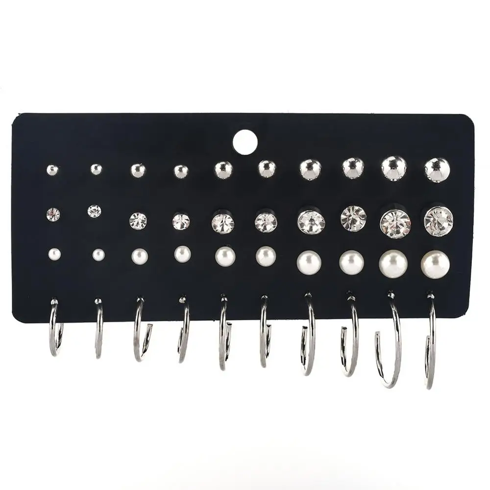 

DW Trendy Bohemian Hoop Earrings Set Pearl Crystal Stud Earrings Boho Geometric Tassel Earrings For Women 2021 Jewelry Gift