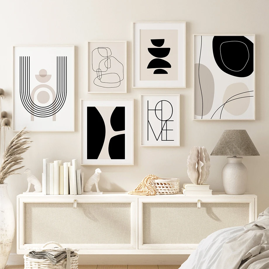 Abstract Line Drawing Geometric Pattern Wall Art Canvas Painting Nordic Posters And Prints Pictures For Living Room Decor | Дом и сад