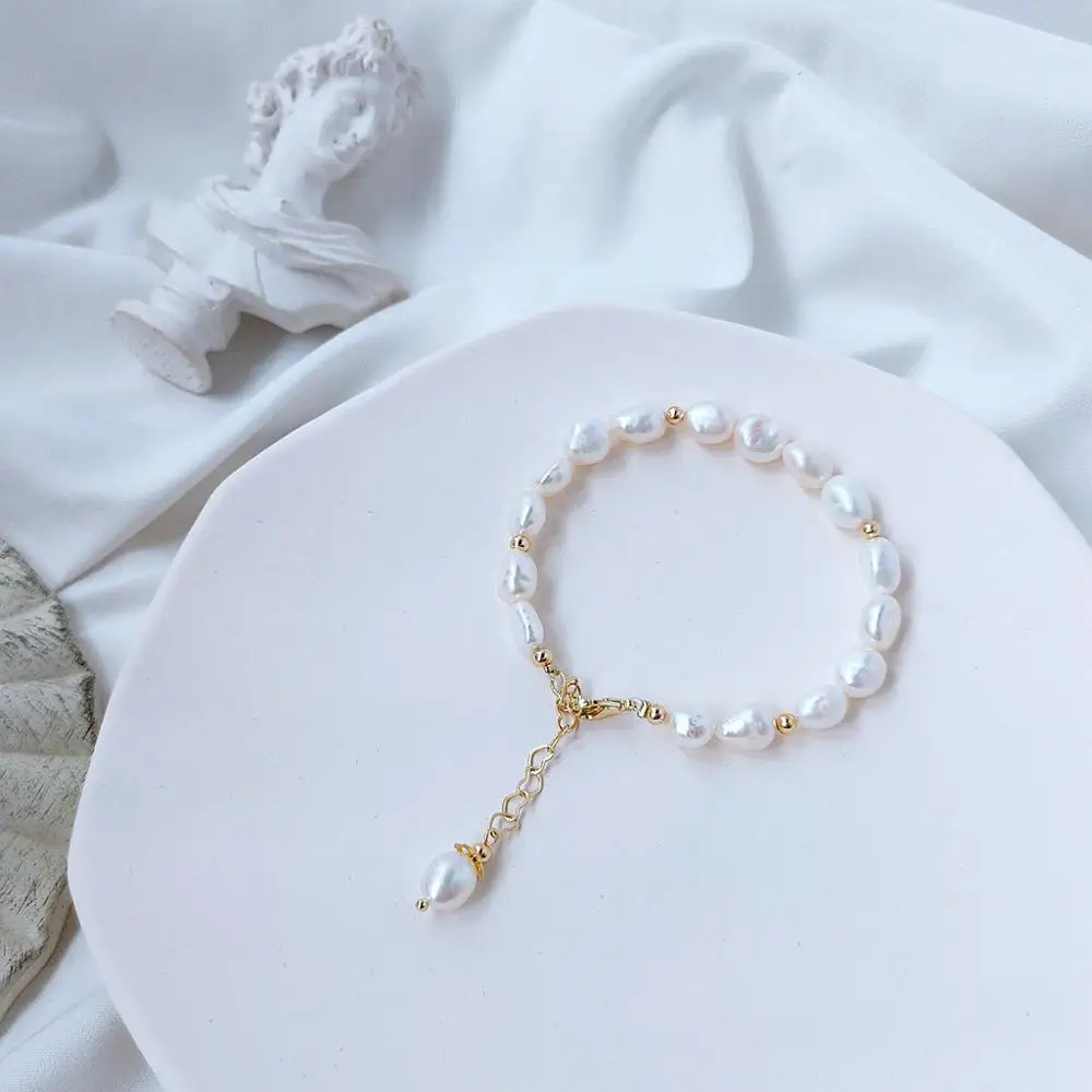 Оригинальный Женский браслет ручной работы с натуральным пресноводным жемчугом