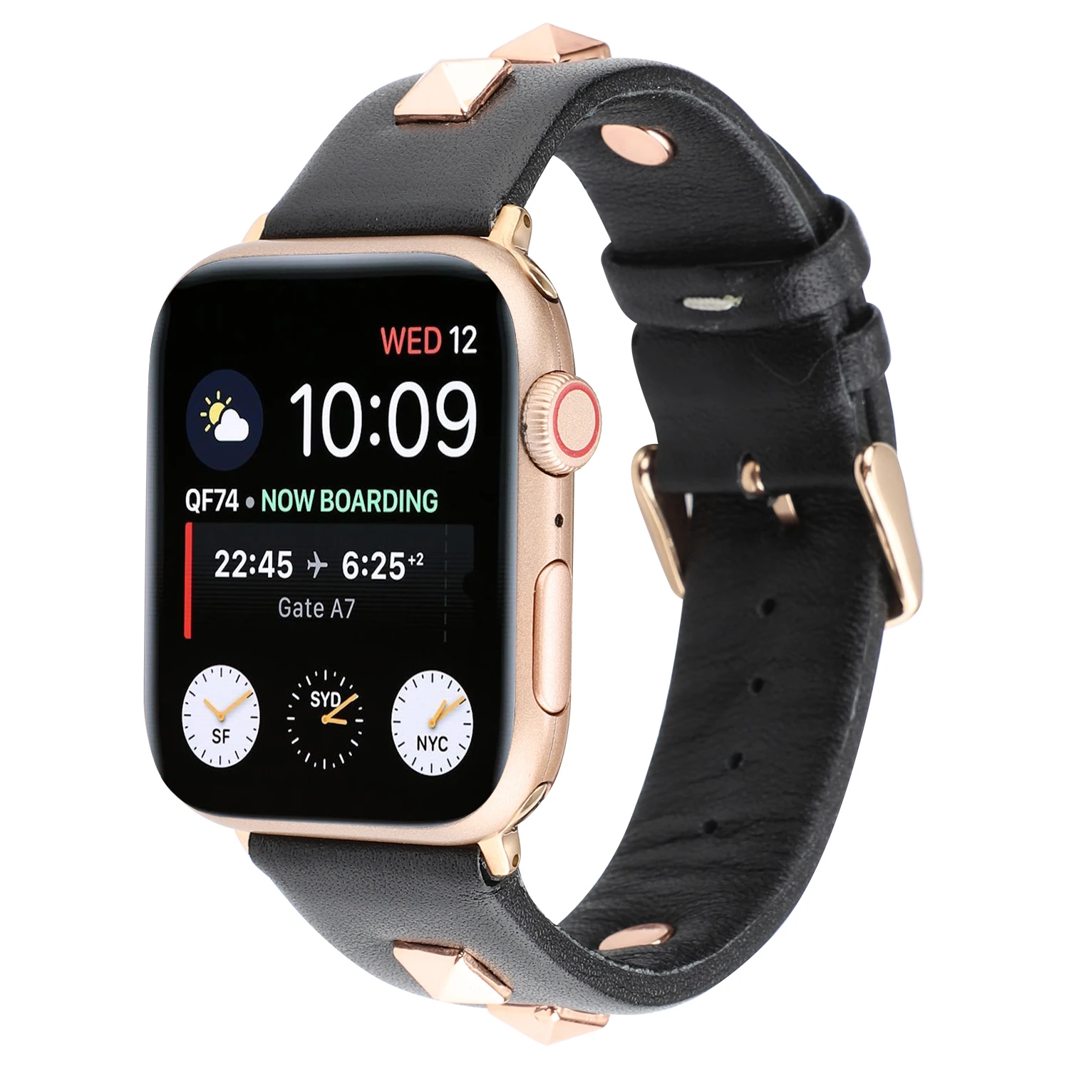 Ремешок из натуральной кожи с заклепками розового золота для apple wacth band 42 мм 38 мм apple watch 4 44/40 мм браслет correa для iwatch 5 4 3 2 1