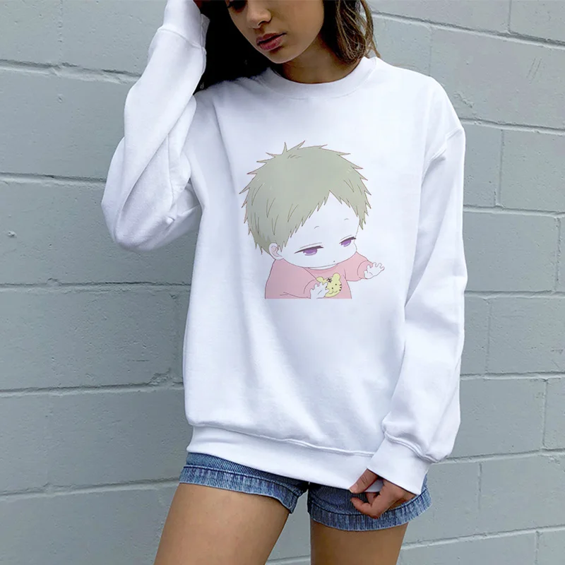 Женская зимняя белая толстовка с капюшоном милый Модный пуловер японским