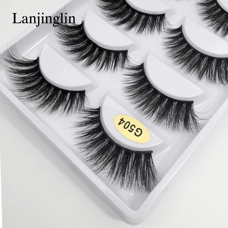 LANJINGLIN 1/3/5 пар 3D из меха норки накладные ресницы натуральные длинные ресницы тонкие Макияж Наращивание ресниц пикантные Поддельные Ресницы cilios