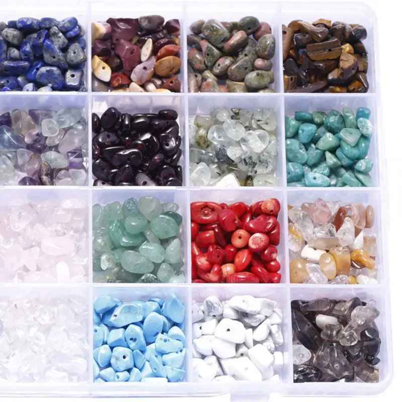 

652B 24 Grids Irregular Gemstone Beads Assorted Box Set Energy Stone Loose Beads for Jewelry Making