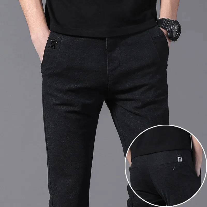 

Официальные брюки для мужчин, Длинные повседневные деловые облегающие брюки, брюки для костюма, однотонные брюки, удобные мужские брюки