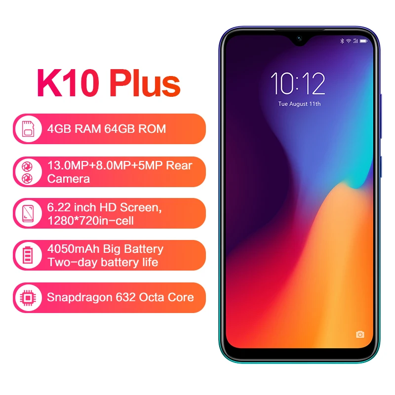 Глобальная версия lenovo K10 плюс 6 217 ''HD + в виде капли воды 3/4 ГБ Оперативная память