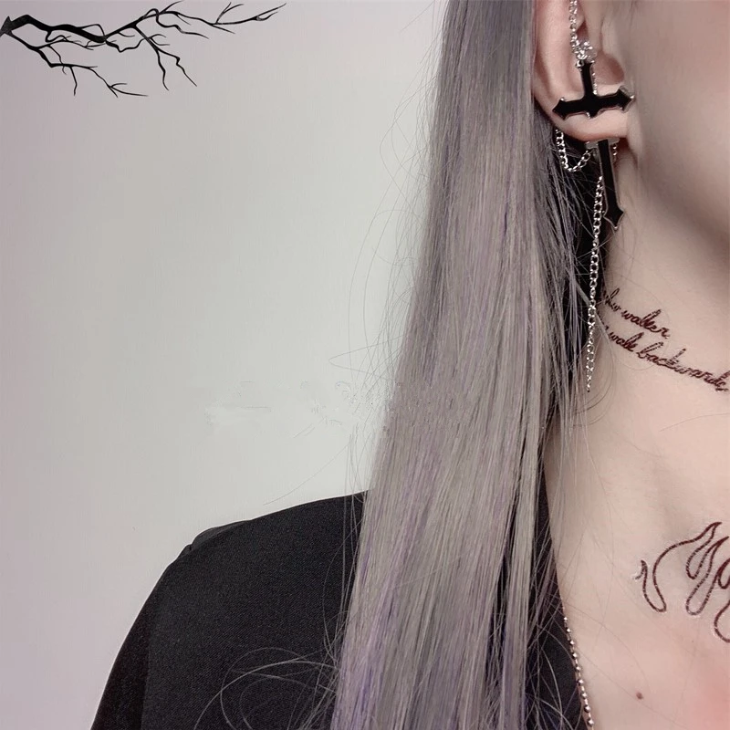 Женские готические серьги подвески HZ Cool черные металлические в стиле панк с