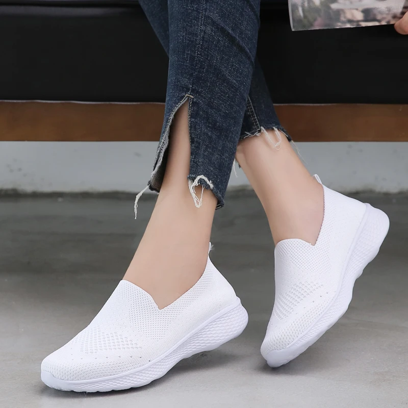 Женские сетчатые Лоферы без застежки повседневные сверхлегкие туфли на плоской