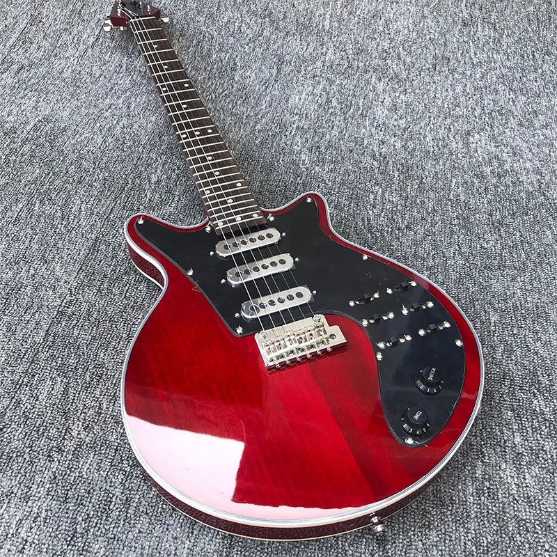

2020 Высококачественная 6-струнная Электрогитара, красная краска винного цвета, корпус из красного дерева и розовый гриф, бесплатная доставка
