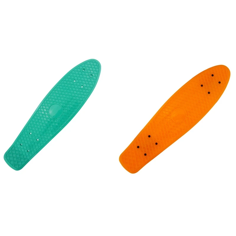 

2 шт. 22.5X 6 дюймов скейтборд пластиковая Рыба Банан Катание на коньках доски палубы оранжевый & светильник зеленый