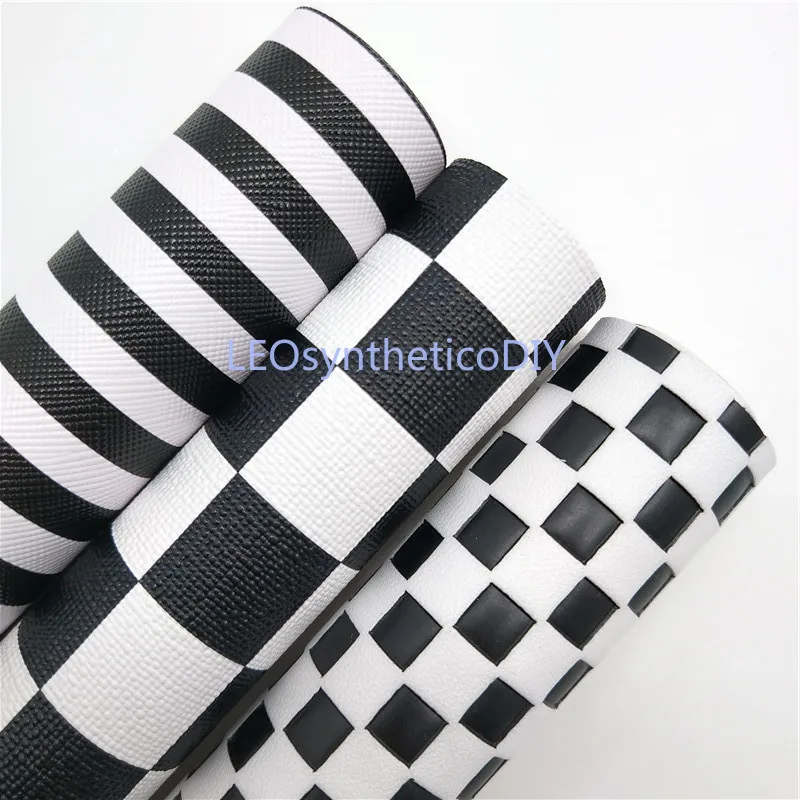 Мини-рулон 30x134 см черно-белая искусственная ткань полоски для изготовления
