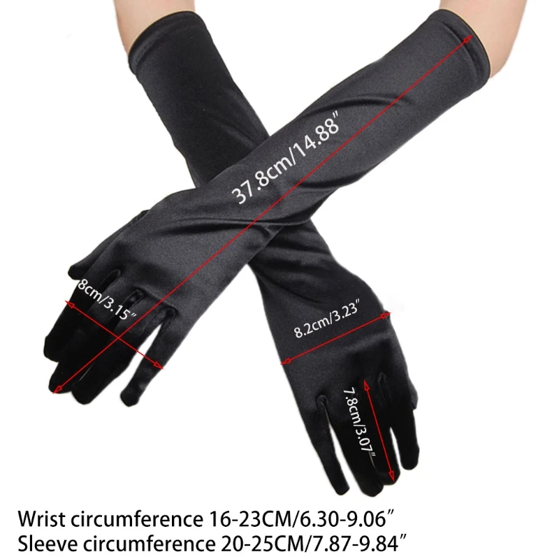 

2021 Women 15'' Long Satin Finger Gloves 1920s Opera Bridal Dance Gloves For Evening Party Opera Costume Gatsby Themed Party