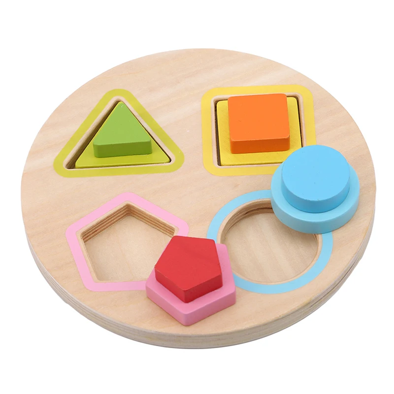 

New Montessori Wooden Blocks Baby Toys Shape Building Color Block Set Chopping Blocks Early Education Wooden Toy For Kid Gift