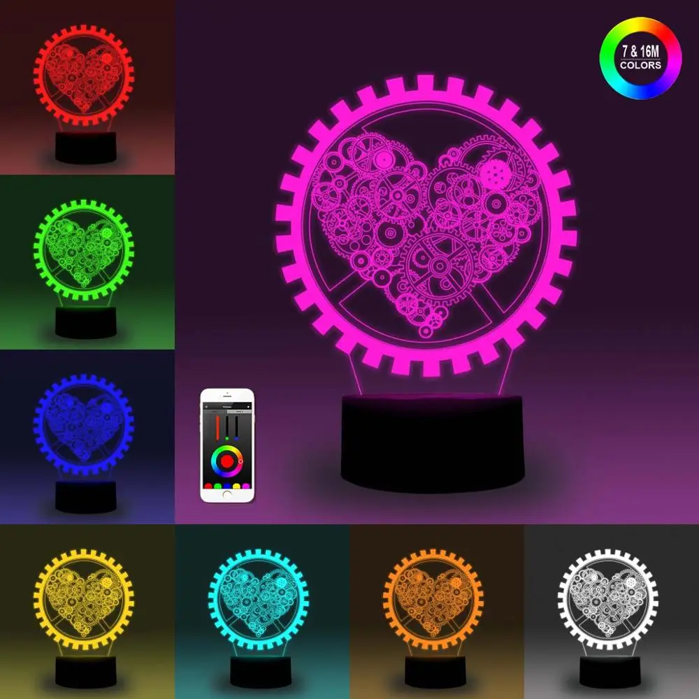 NiteApps 3D в форме сердца ночник настольная лампа Иллюзия украшение подарок на день