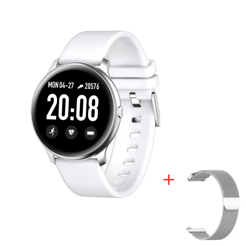 white add strap KW19 браслет, измеритель артериального давления, пульсометр, смарт-браслет, часы, фитнес-трекер, спортивные Смарт-часы для женщин - Цвет: white add strap