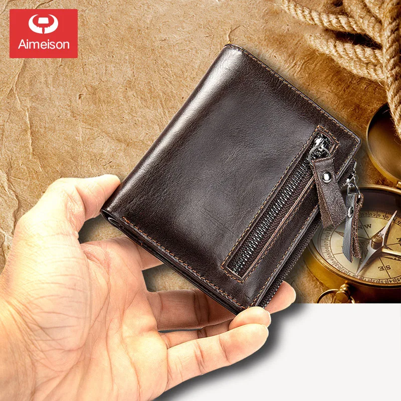 Винтажный Мужской бумажник из натуральной кожи с карманом для монет Короткие