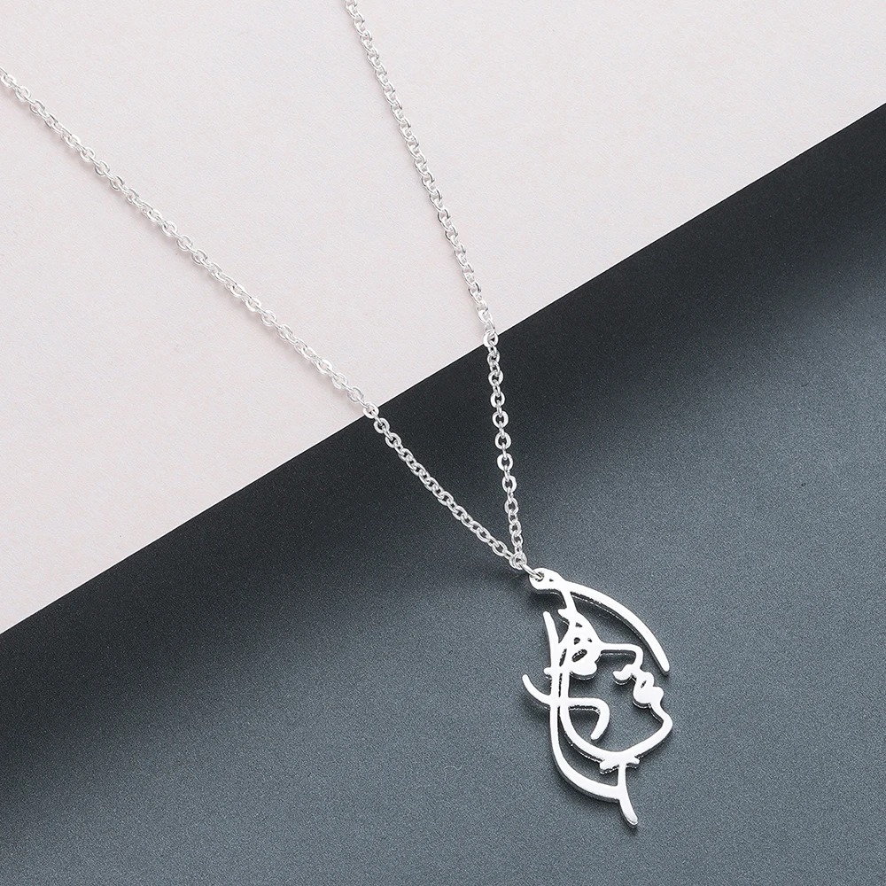 Kinitial ожерелье из нержавеющей стали для лица абстрактное с человеческим лицом