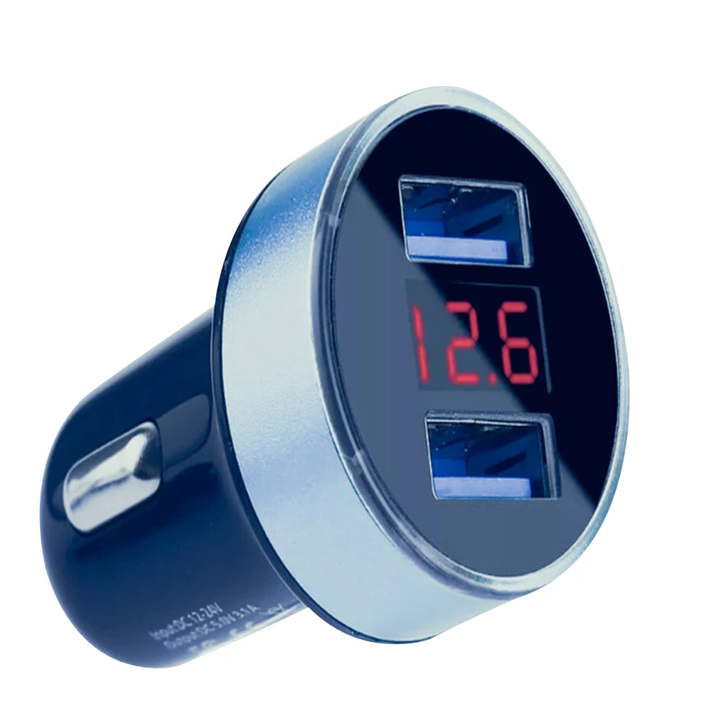 Silver 3.1A Dual USB LED Car Charger with Blue Indicator Light Multi-protection Universal for 12V/24V Vehicles - Название цвета: Silver