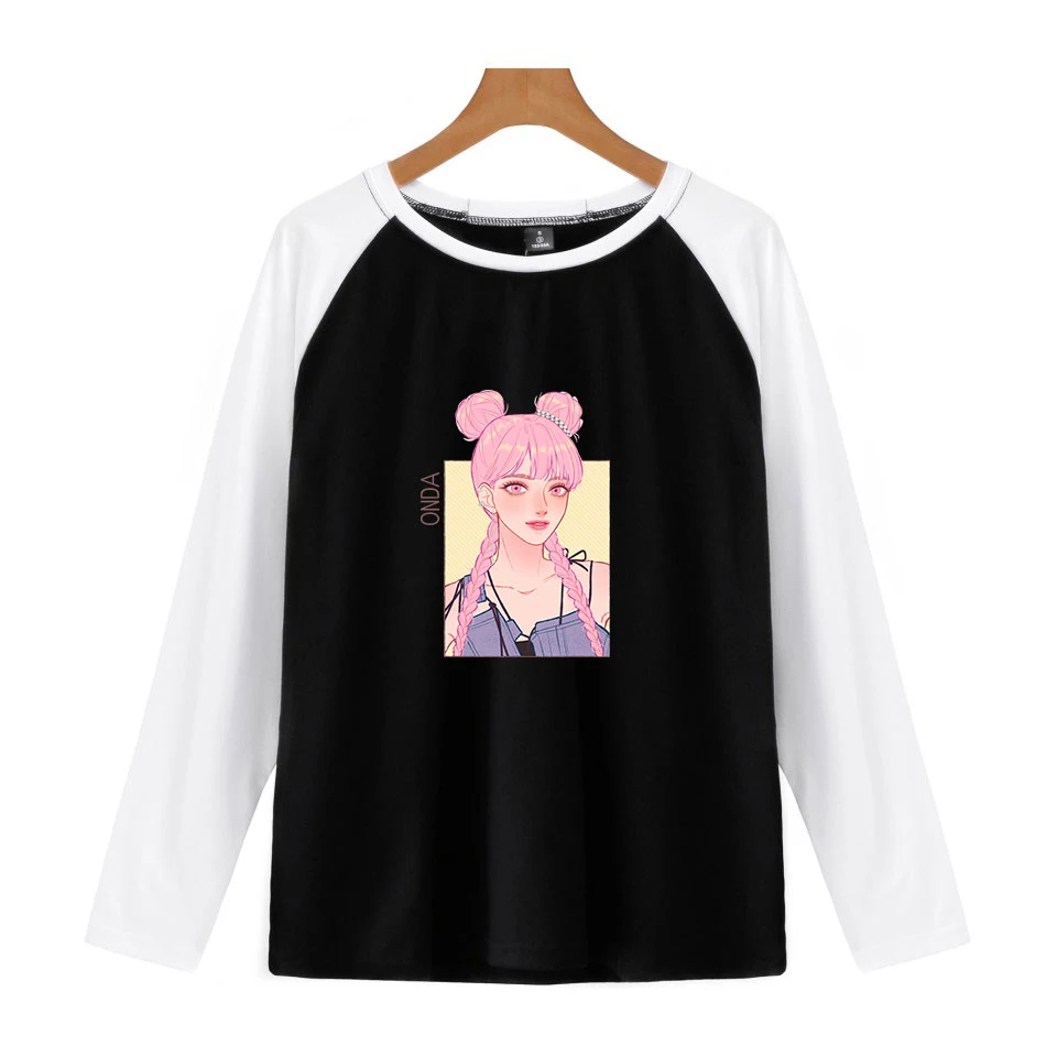 Harajuku Everglow Kpop реглан футболка с длинными рукавами Новая корейская стильная модная