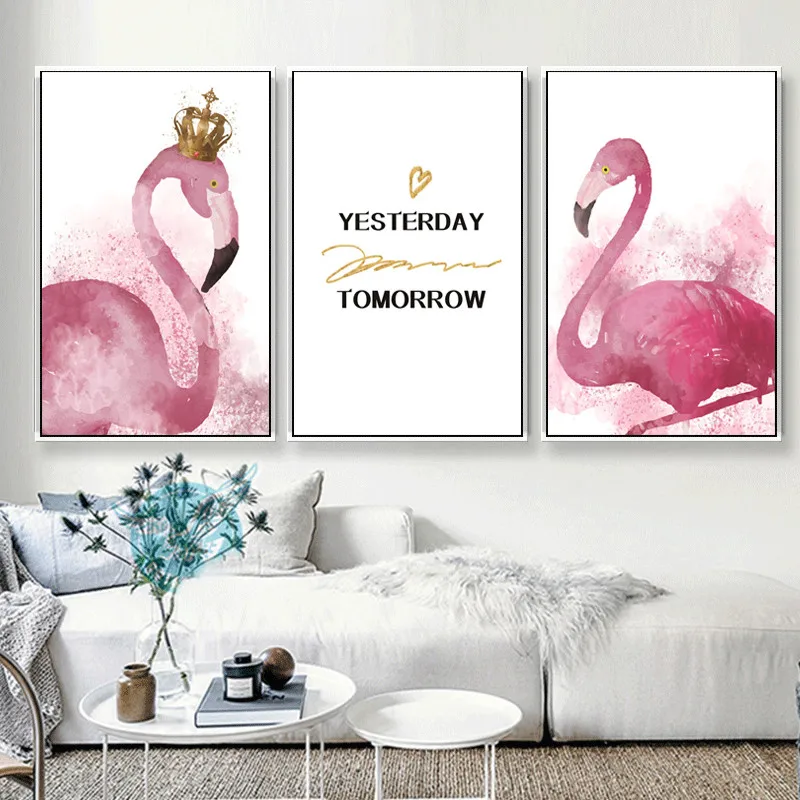 

Animal Decoration Canvas Painting Pink Girl Heart Hd Poster Print for Kids Room Wall Decoration Frameless Style