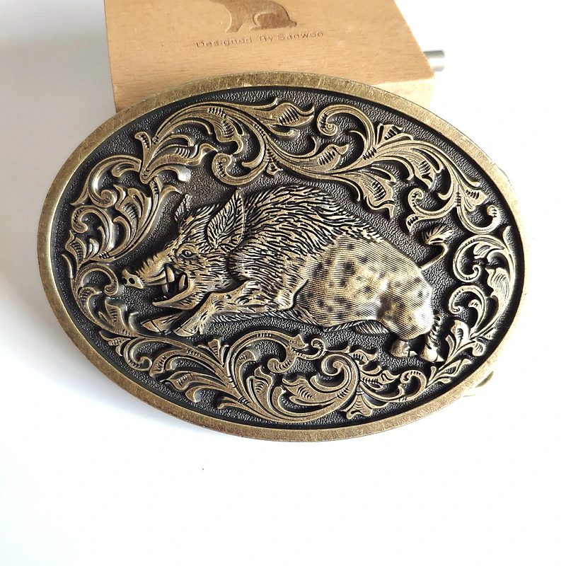 Ремень с пряжкой в виде животного для мужчин классический пояс ковбойском стиле