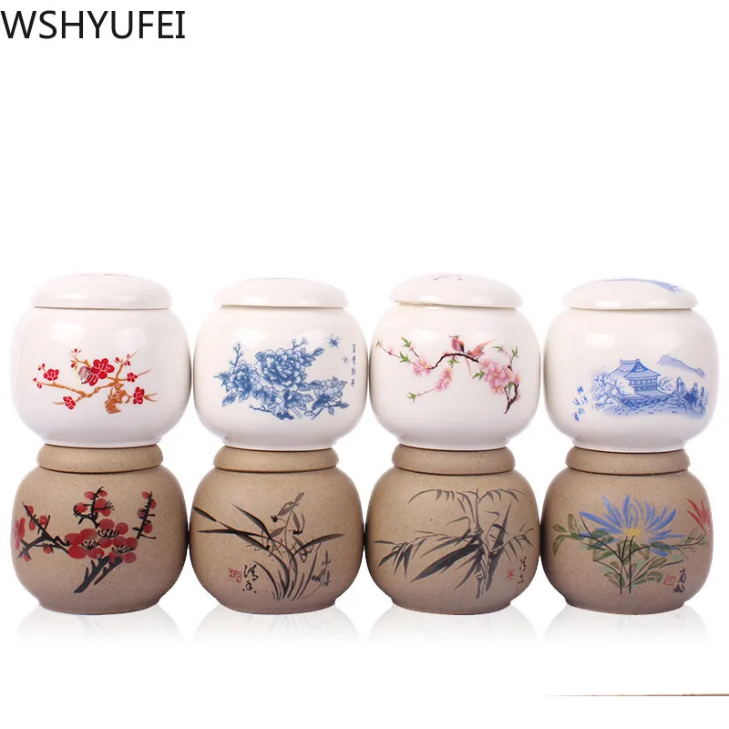 

WSHYUFEI Jingdezhen Ceramic Kitchen Tea Box Sealed Tea Caddies Containers Travel Storage Box Spice jar Powder Coffee candy Jar