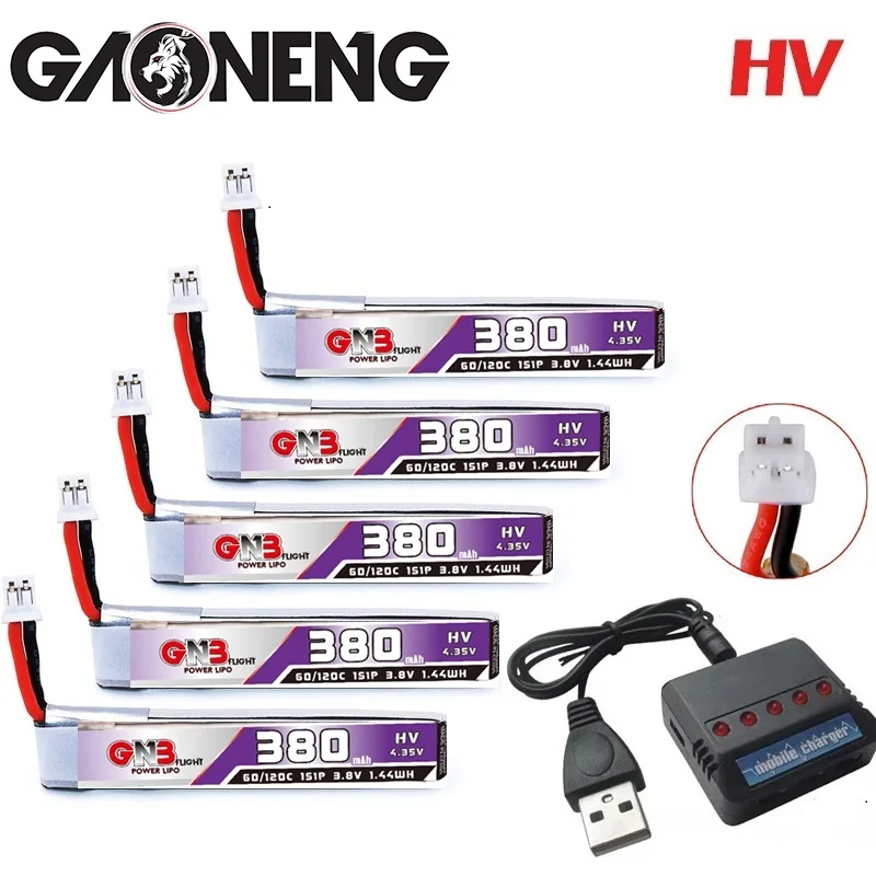 Аккумулятор GAONENG GNB 1S HV 3 8 в 300 мАч 60C 4 35 FPV Lipo с зарядным устройством для