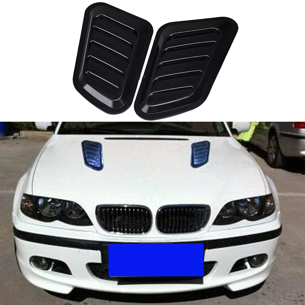 

2PCS ABS Car Front Engine Cover Sticker Decorative Air Outlet Flow Intake Scoop Bonnet Vent Cover Hood Auto Parts