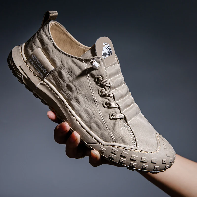 

Man Summer Autumn Casual Shoes Men's Umbrella Cloth Crocodile Pattern Sneakers Male Outdoor Sports Driving Dress Work Shoes
