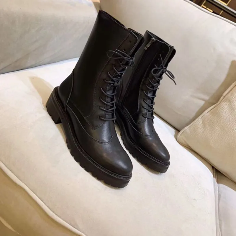 New arrival 2019 autumn and winter women boots genuine leather lace up comfortable fashion martin | Обувь