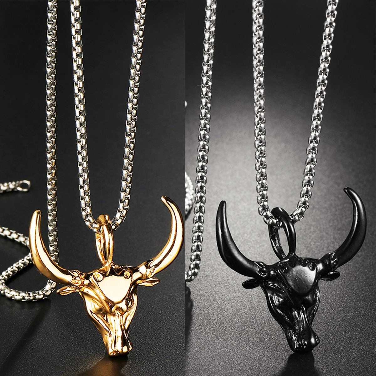 Ожерелье с подвеской в виде черепа буйвола панк-рок | Украшения и аксессуары