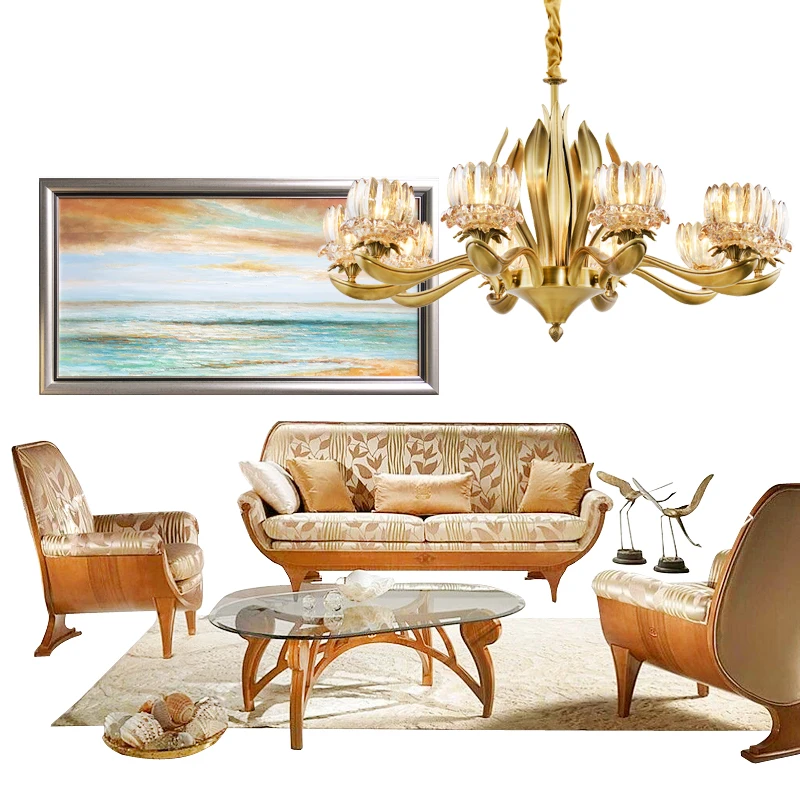Modern Vintage Full Copper Lamp Chandelier Avize For Dining Room Mediterranean Luxury Led Lustre E14 Glass Shade | Лампы и освещение