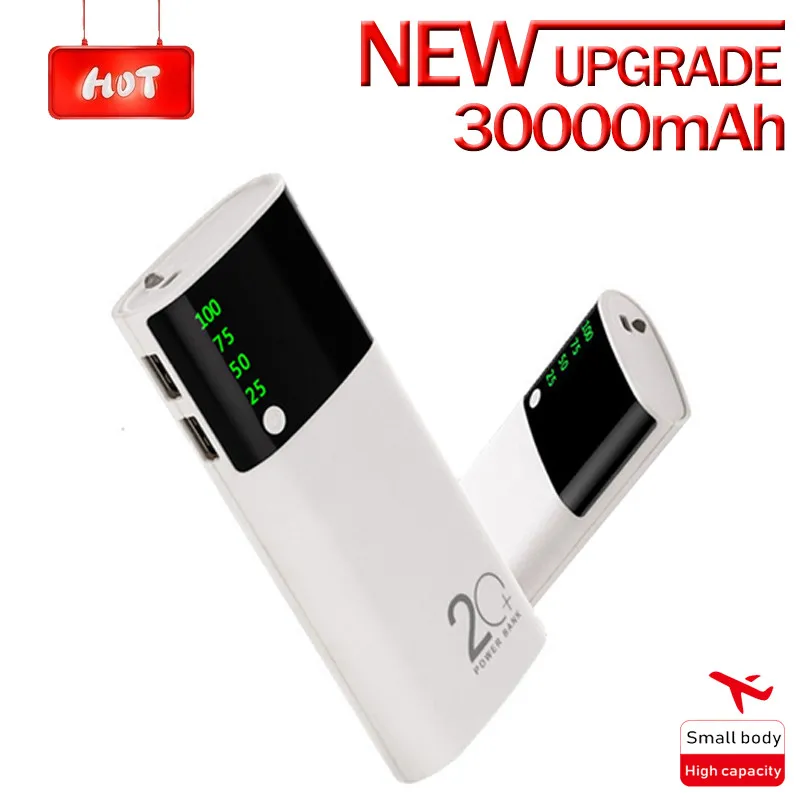 

30000mAh battery display dual USB with LED flashlight charger PoverBank for iPhone 12Pro Xiaomi Huawei