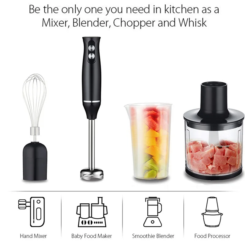 Ручной блендер 4 в 1 миксер из нержавеющей стали погружная мясорубка для овощей