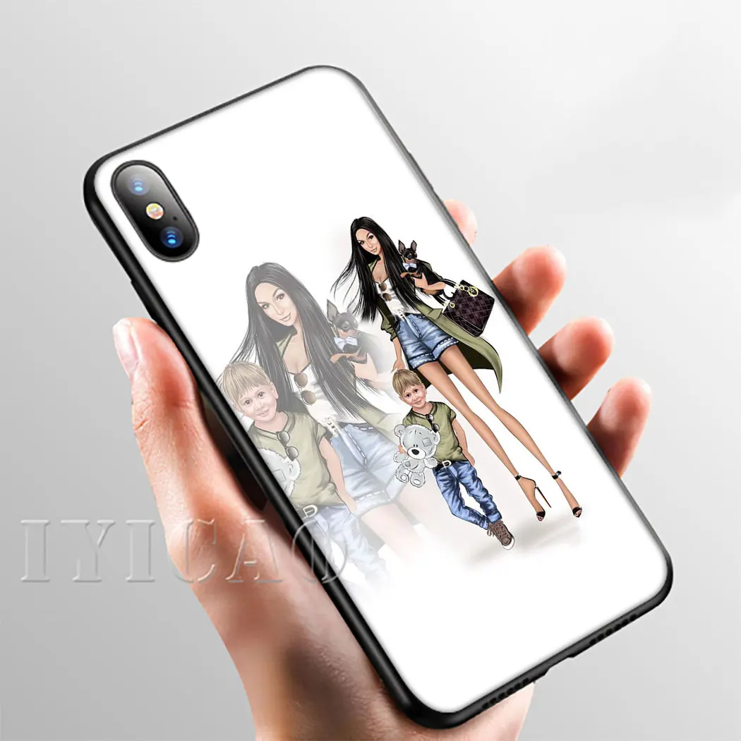 IYICAO Super Mom Baby Girl Soft Silicone Case for iPhone 11 Pro Max XR X XS 6 6S 7 8 Plus 5 5S SE Phone |