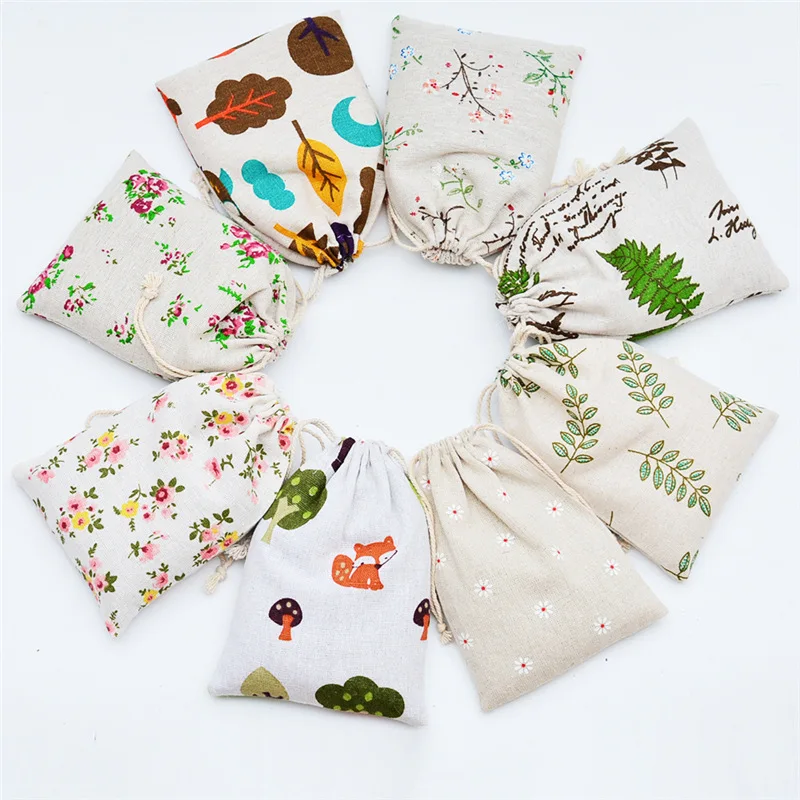 Пакеты для ювелирных изделий из хлопка и льна с принтом | Украшения аксессуары