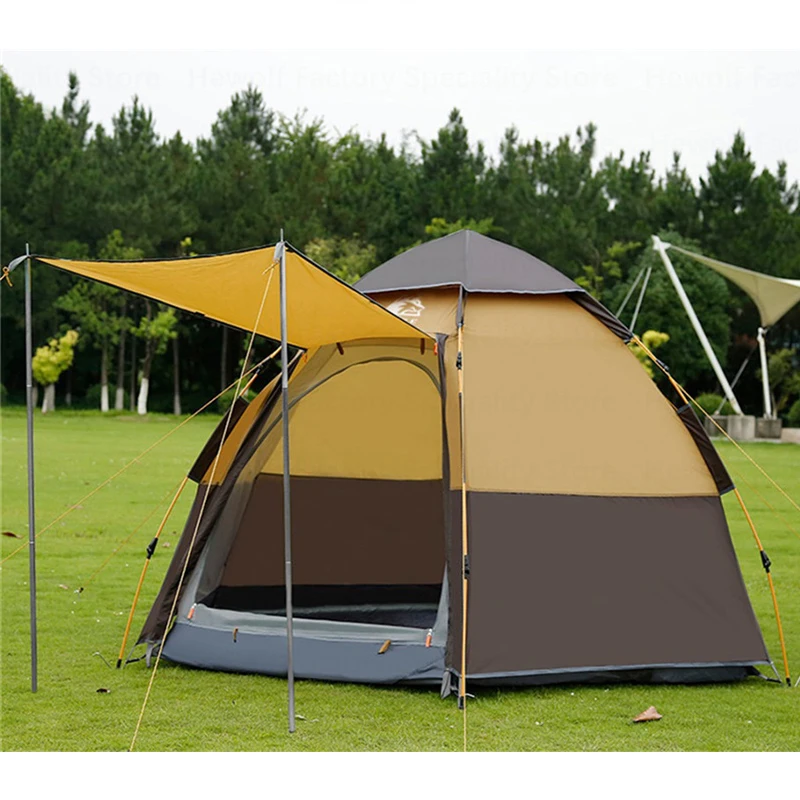 Kaufen Hewolf Outdoor Camping Zelt Doppel-Schicht Anti-insekt Automatische Zelt Wasserdicht Atmungsaktiv Outdoor 3-4 Oder 5-8 Personen Familie Zelt